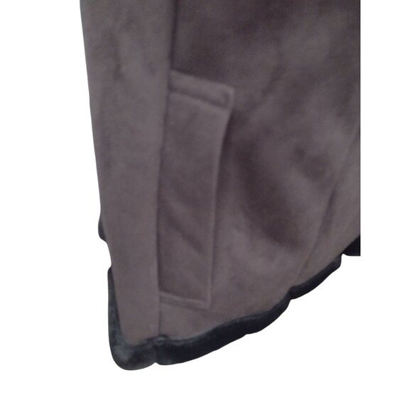 Coldwater Creek Faux Suede Fur Lined Toggle Vest Size XL Faceted Preppy Brown - Picture 4 of 7